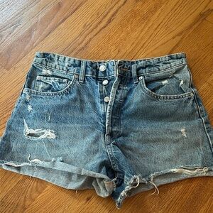 Zara Blue Distressed Jean Shorts